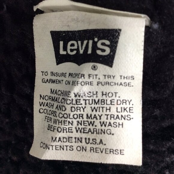 Vintage Levis Denim Jacket Sherpa Type 3 Trucker Mens Size Large Black 80s 90s - Picture 10 of 11